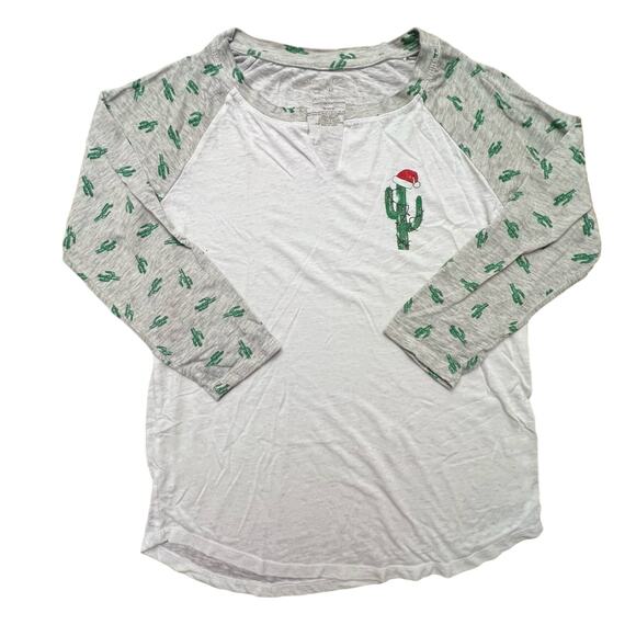 Grayson Threads Womens Santa Christmas Cactus Quarter Length Sleeve Shirt Medium - Picture 1 of 8